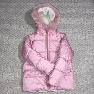 Oshkosh B'Gosh Puffer Jacket Coat Kids Size 7 Pink Hooded Lined with Pockets